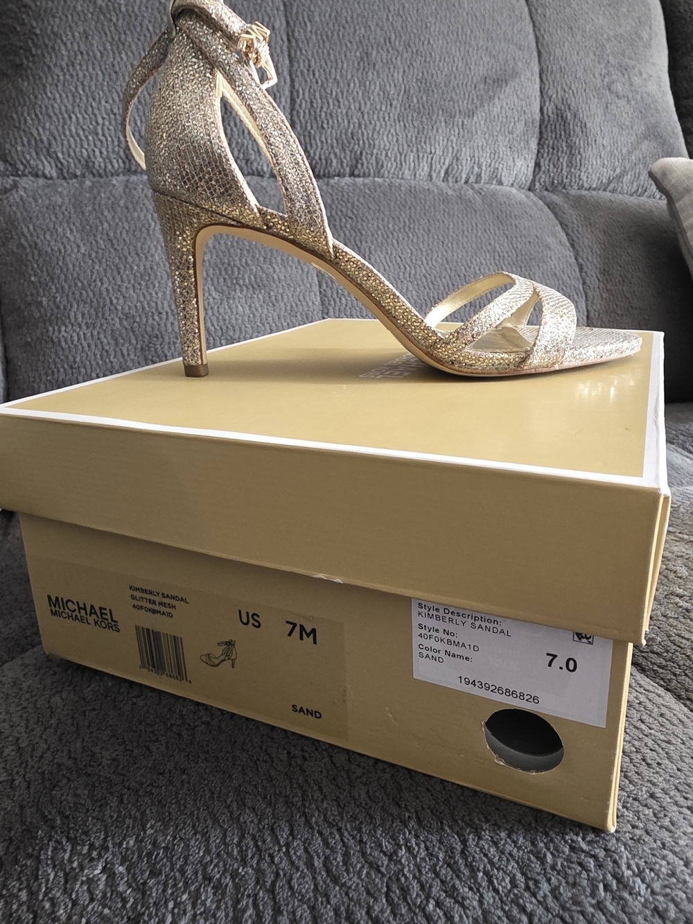 Michael Kors Gold Glitter Strappy High Heel Sandal